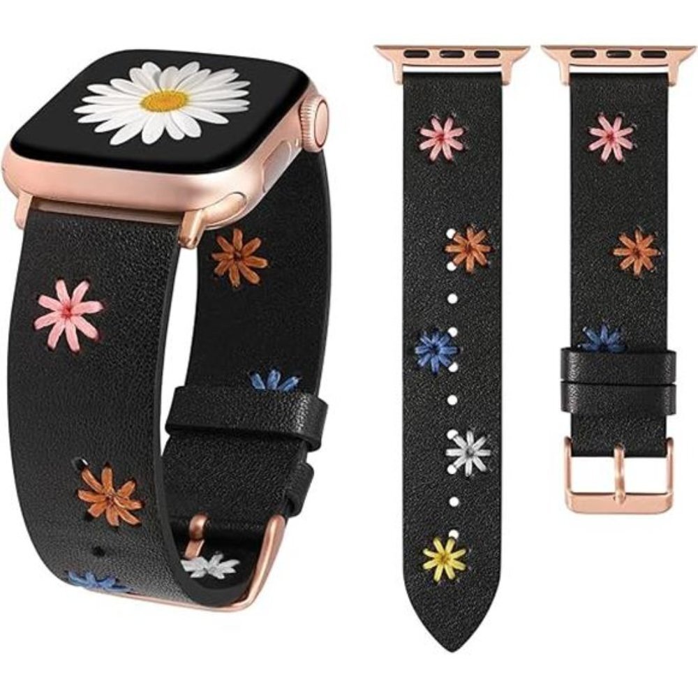 NEW Black/Rose Gold Leather Watch Band